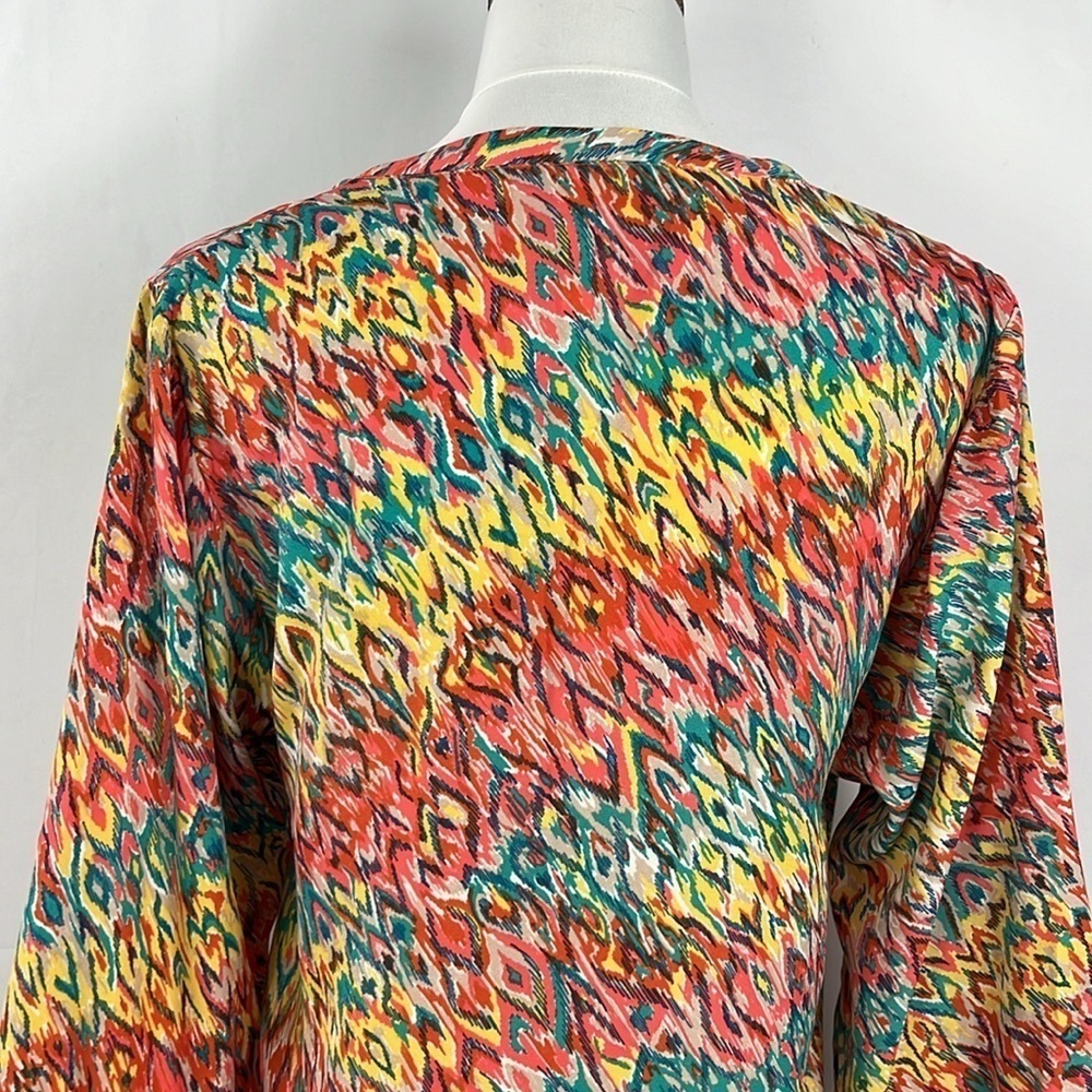 Uncle Frank Bell Sleeve Multicolor Tunic Top Dress With Pom Pom Fringe Detail S - Picture 6 of 10